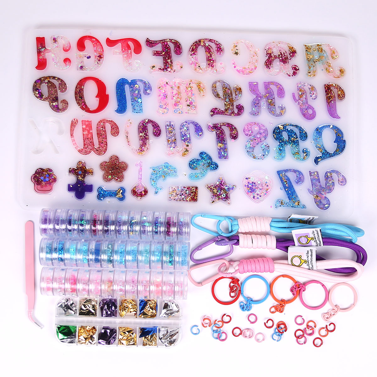 Resin Art A Keychain - Letter Resin Mold Kit with Glitter