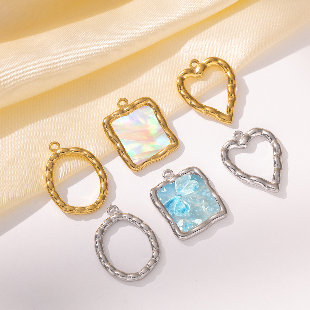 Resin Art And Decor - 5pcs Stainless Steel Heart Round Open