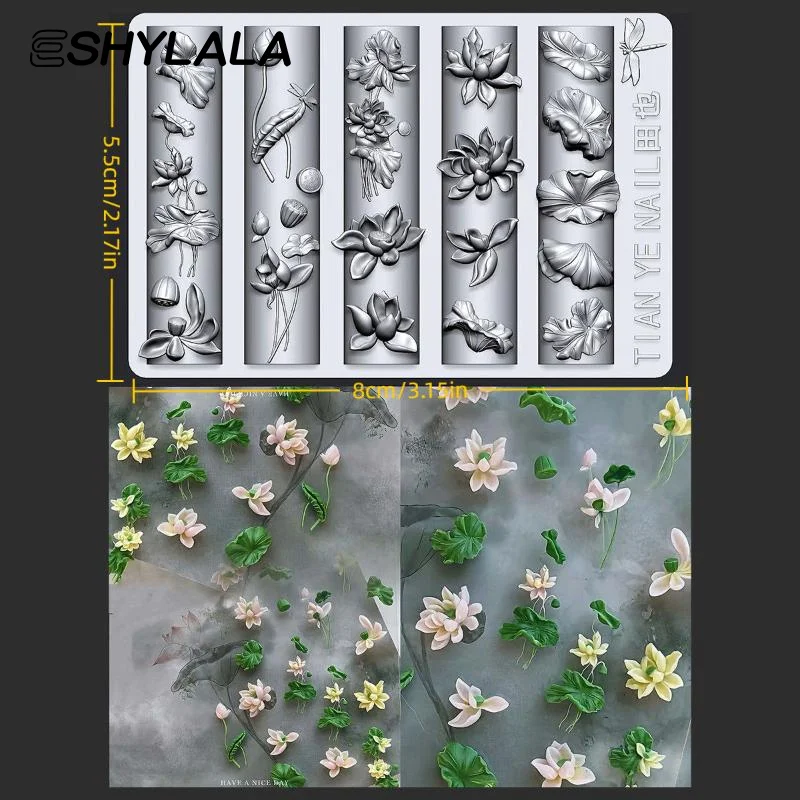 Resin Art Template - Flowers Series 3D Curved Nail Mold