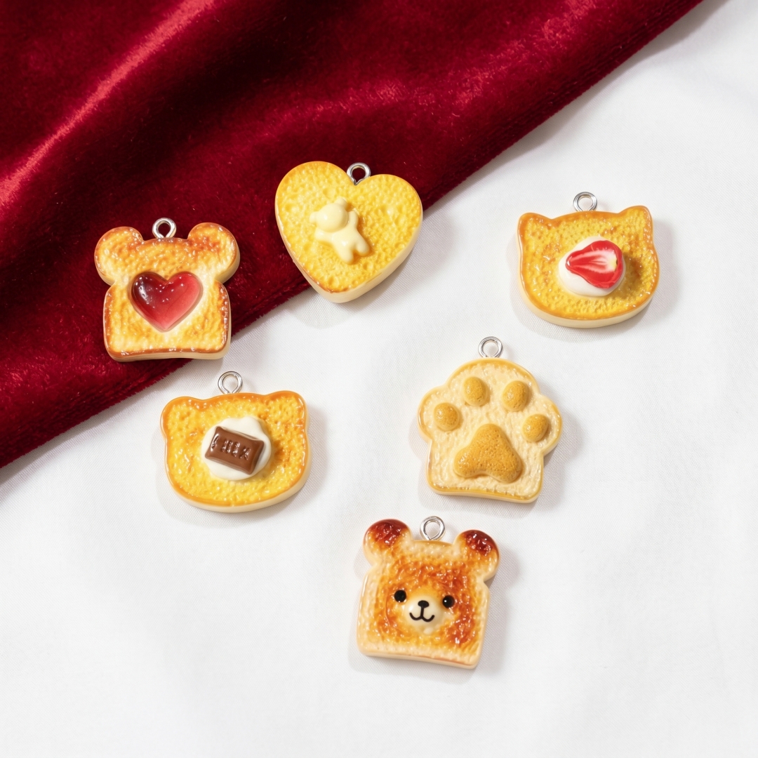 Resin Art And Decor - 10pcs Resin Plastic Bread Pendants Charms