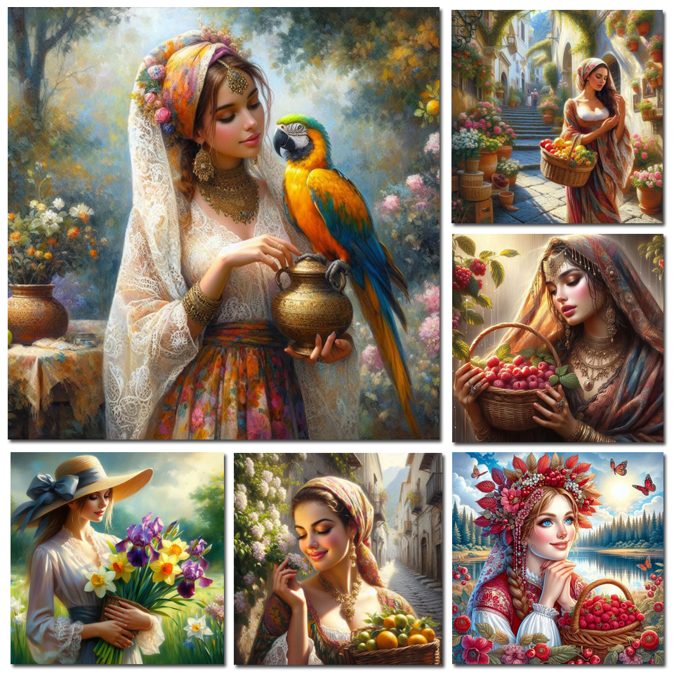 Resin Art On Wall - 1pc frameless Diamond Painting Woman Portrait