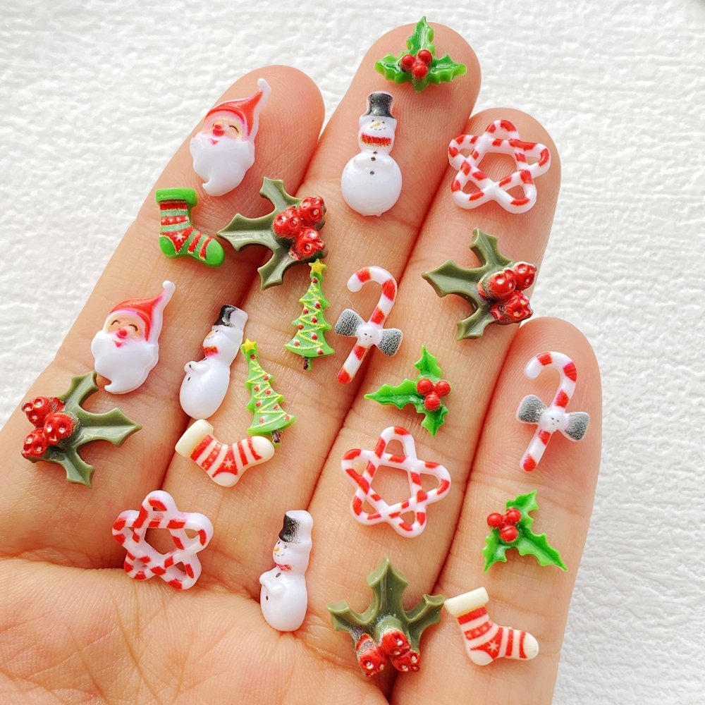 Resin Art Tree - 50Pcs Mixed Nail Art Resin Christmas