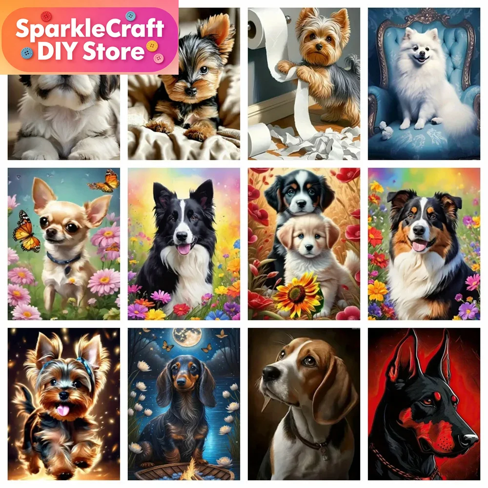 Resin Art On Wall - 1pc frameless Diamond Art Painting Dog
