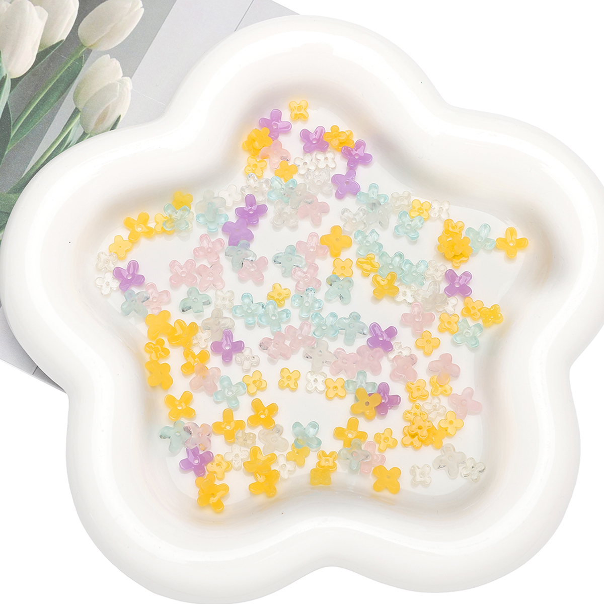 20pcs 5 7mm Resin 4 Petals Flo - Resin Art Flowers recension och pris