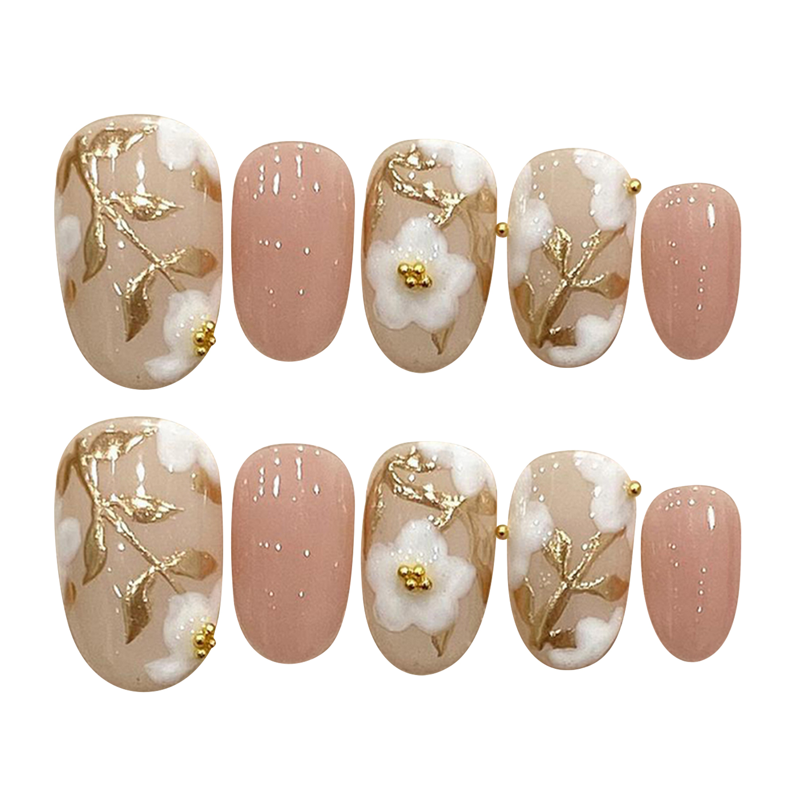 Handmade Press on Nails with W - Resin Art Flowers recension och pris