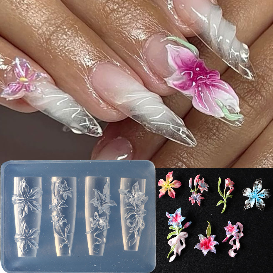 1pcs 3D Elegant Lily Nail Char - Resin Art Template recension och pris