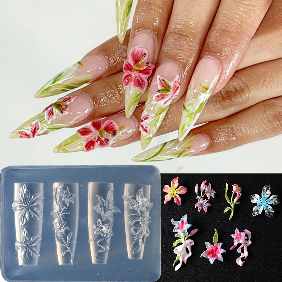 1pcs 3D Elegant Lily Nail Char - Resin Art Template recension och pris