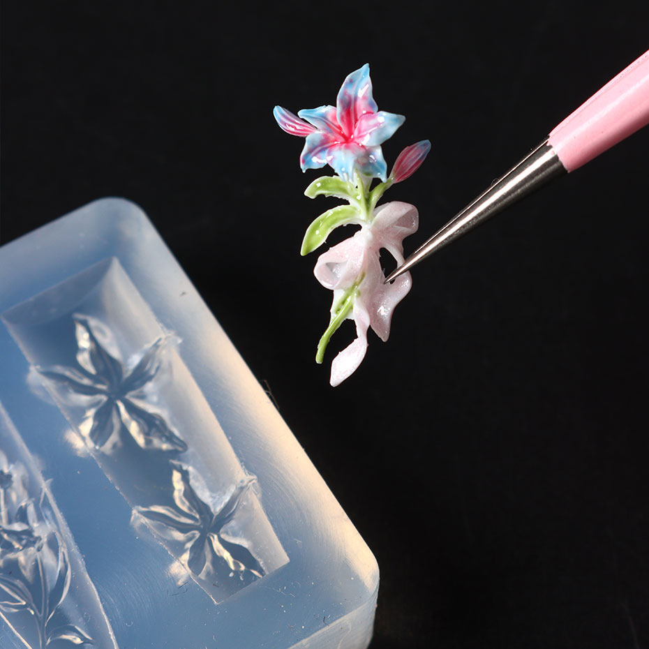 1pcs 3D Elegant Lily Nail Char - Resin Art Template recension och pris
