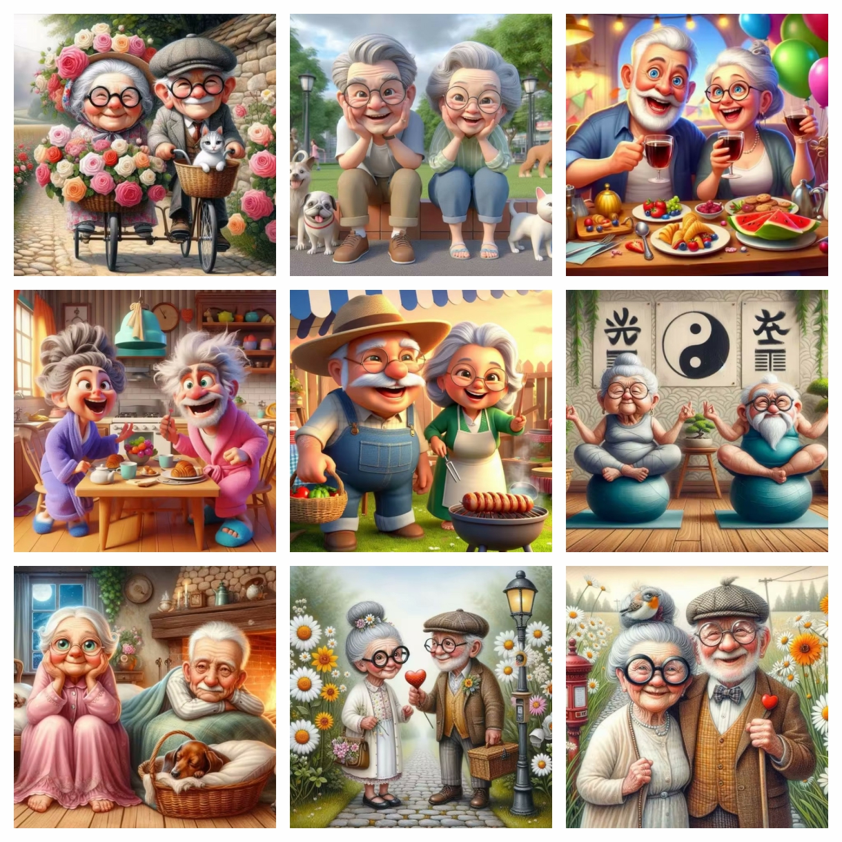 Cartoon Happy Old Couple 5D Fu - Resin Art Painting recension och pris