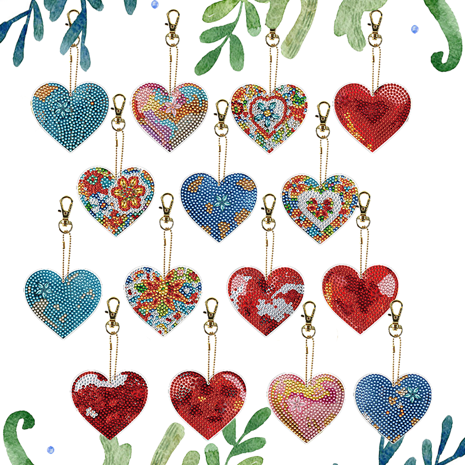 15Pcs Heart DiY Double-Sided D - Resin Art A Keychain recension och pris