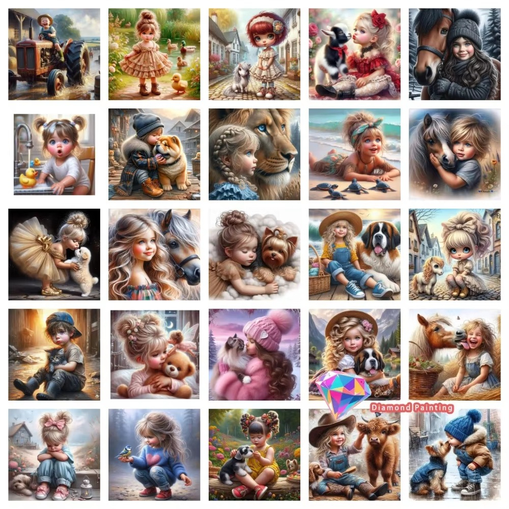 1PC frameless Boys Girls Pet F - Resin Art Painting recension och pris