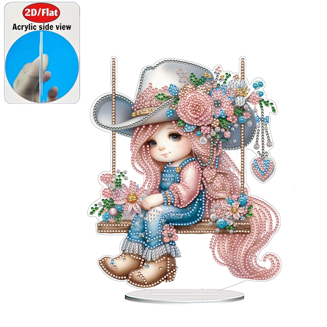 2D Flat 1pc Girl Figurine Acry - Resin Art On Wall recension och pris