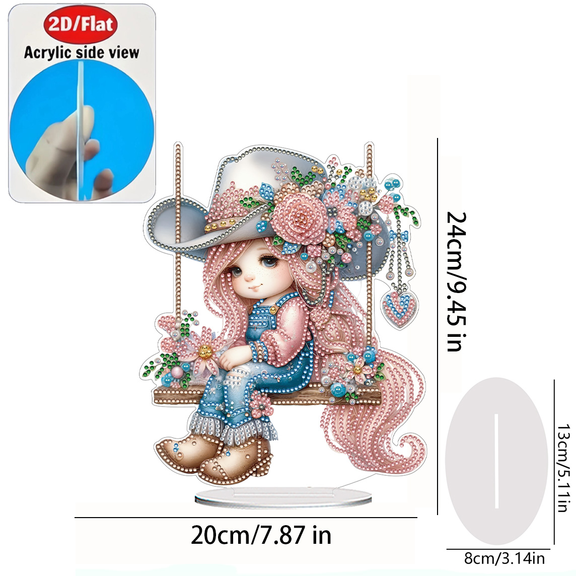 2D Flat 1pc Girl Figurine Acry - Resin Art On Wall recension och pris