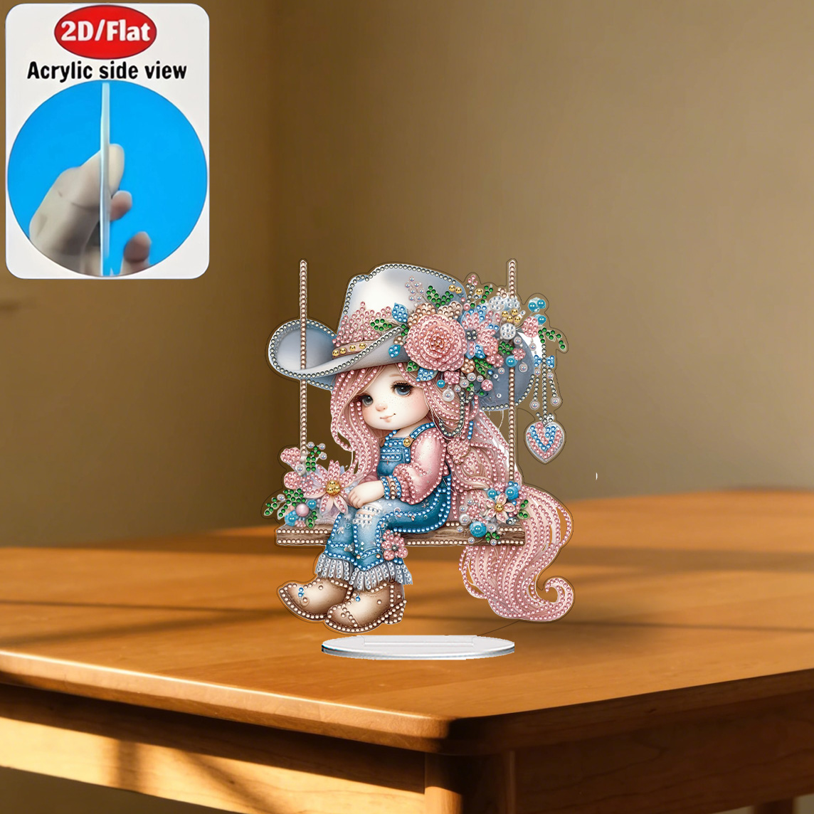 2D Flat 1pc Girl Figurine Acry - Resin Art On Wall recension och pris