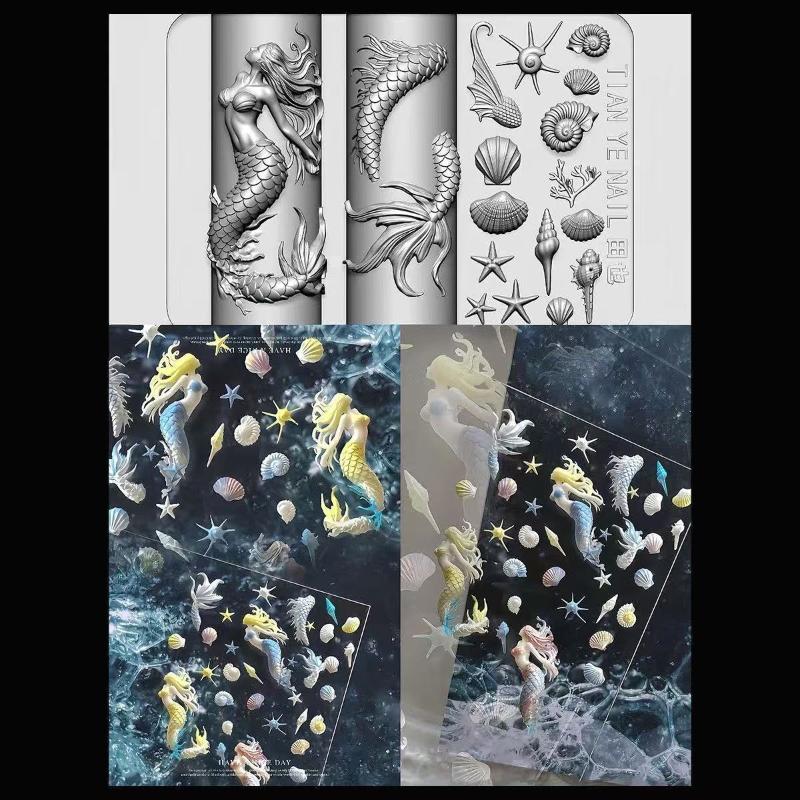 【xxx】Silicone Nail Ocean Merma - Resin Art Template recension och pris