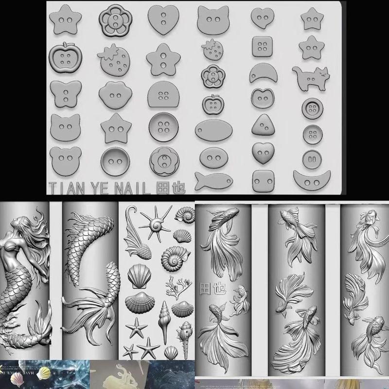 【xxx】Silicone Nail Ocean Merma - Resin Art Template recension och pris