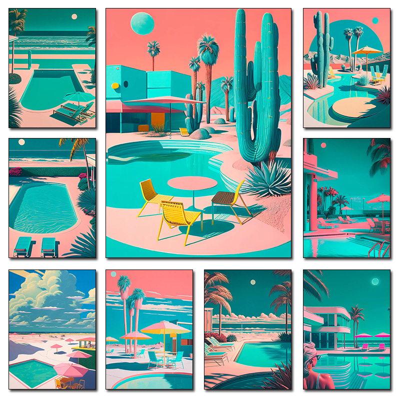 Retro Futuristic Beachside Pal - Resin Art On Wall recension och pris