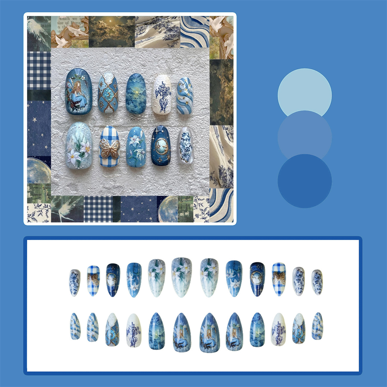 24pcs Vintage Garden Fake Nail - Resin Art Flowers recension och pris