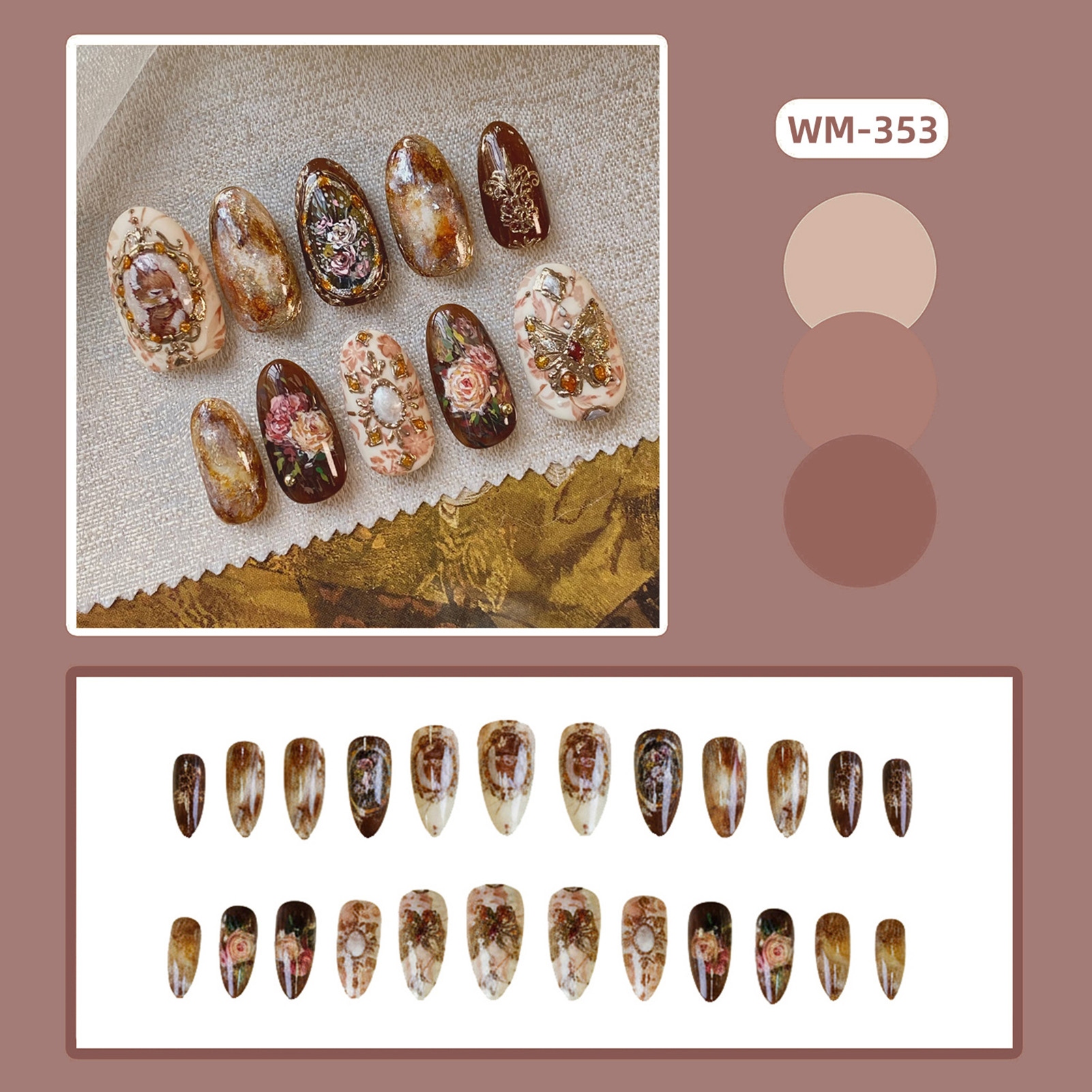 24pcs Vintage Garden Fake Nail - Resin Art Flowers recension och pris