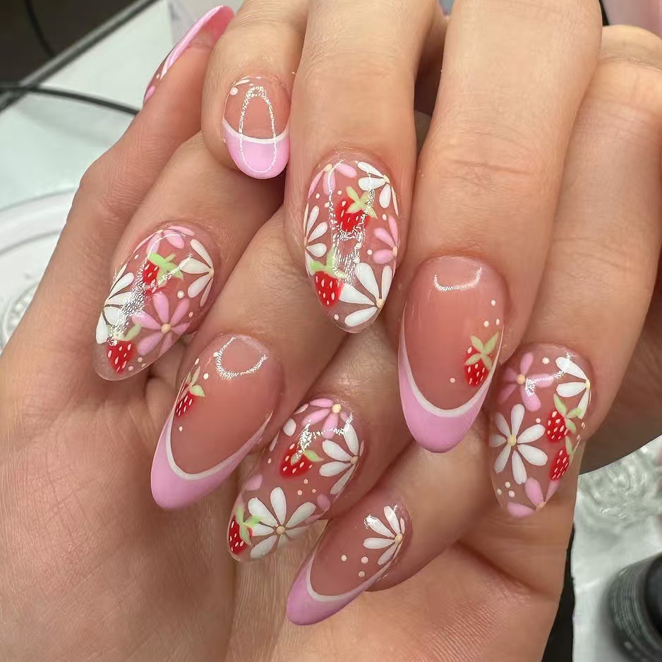 24pcs Ins Short Almond False N - Resin Art Flowers recension och pris