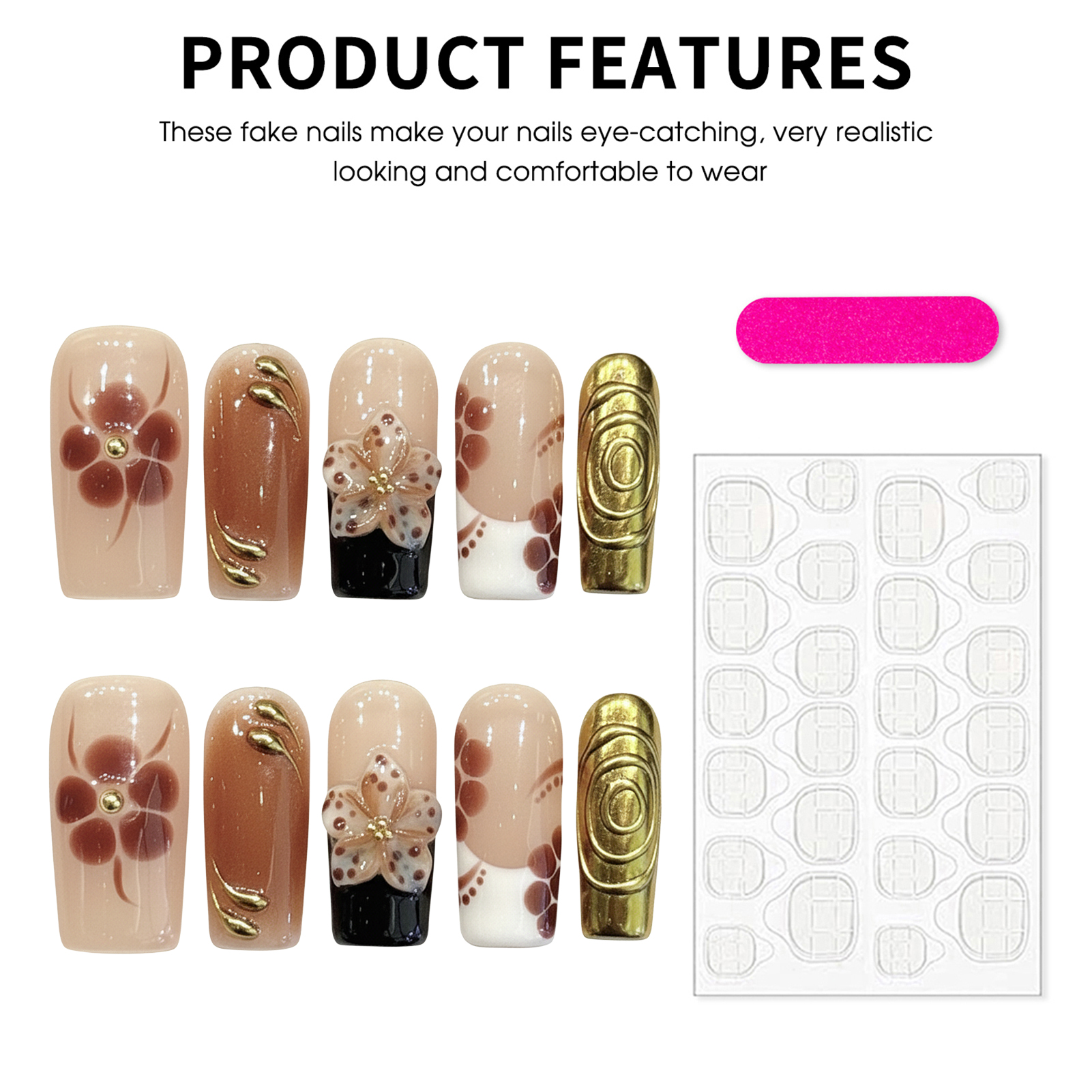 10pcs Brown 3D Carving Flower  - Resin Art Flowers recension och pris
