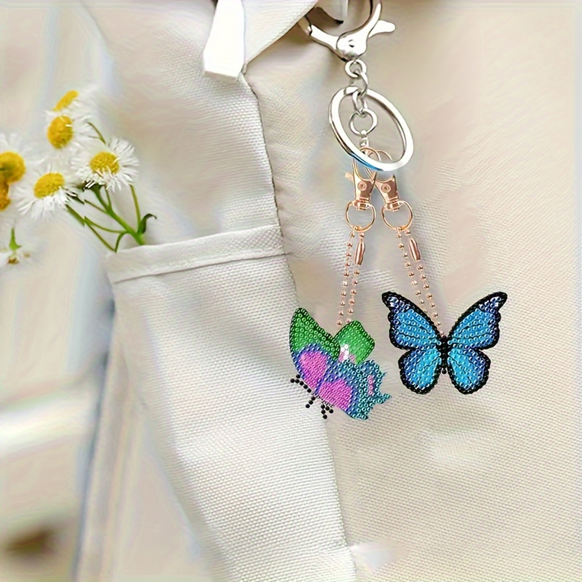 6 Butterfly Diamond Drawing Ke - Resin Art A Keychain recension och pris