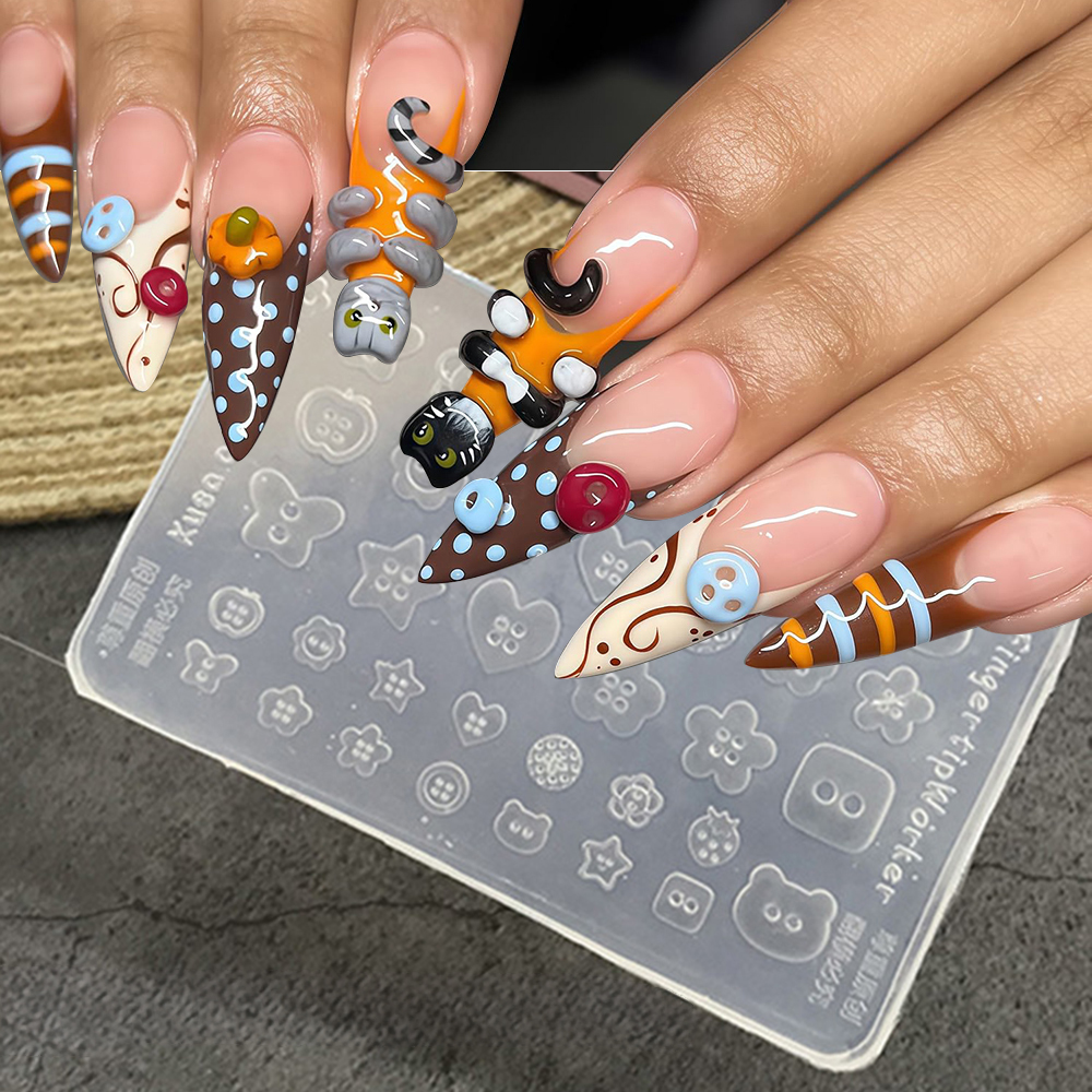 3D Buttons Nail Art Mold Silic - Resin Art Template recension och pris