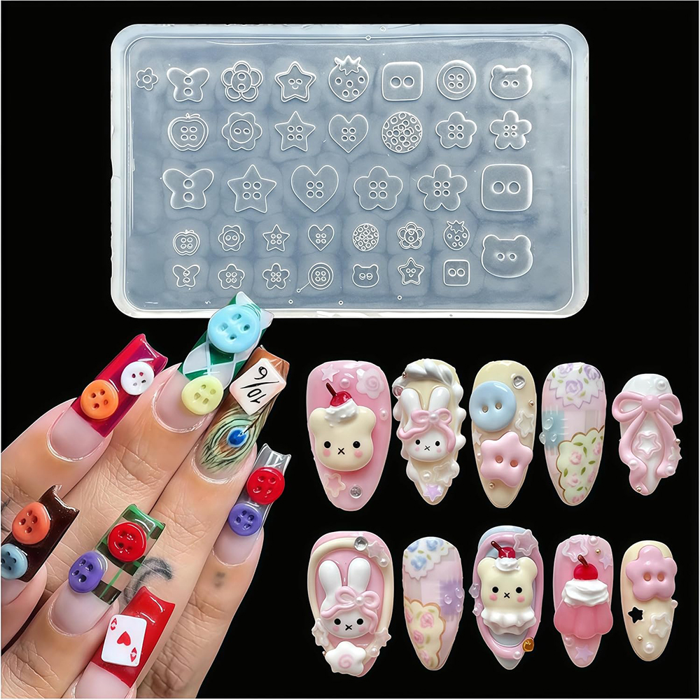 3D Buttons Nail Art Mold Silic - Resin Art Template recension och pris
