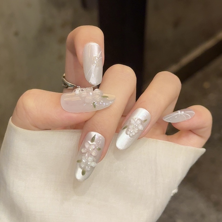 10pcs Glitter Sliver Press On  - Resin Art Flowers recension och pris