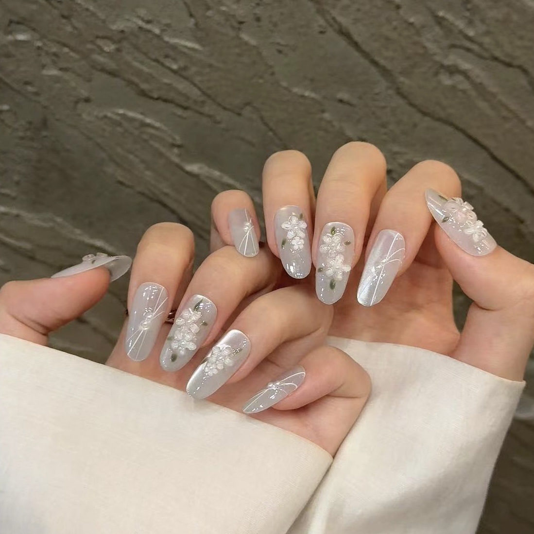 10pcs Glitter Sliver Press On  - Resin Art Flowers recension och pris