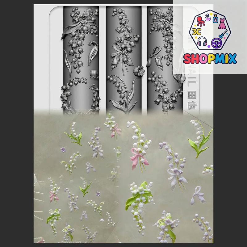Flowers Series 3D Curved Nail  - Resin Art Template recension och pris