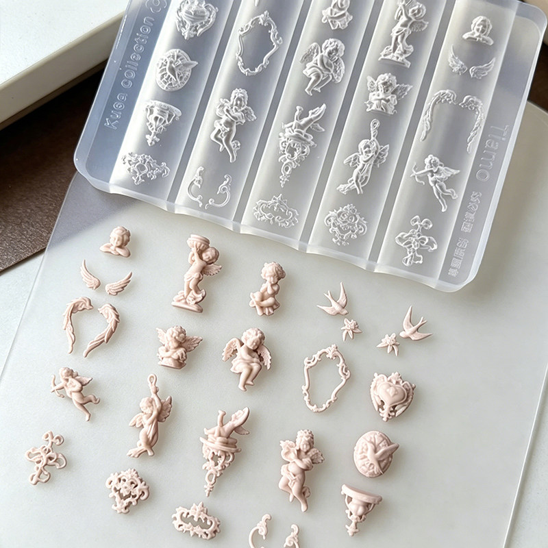 1pcs 3D Vintage Cupid & Floral - Resin Art Template recension och pris
