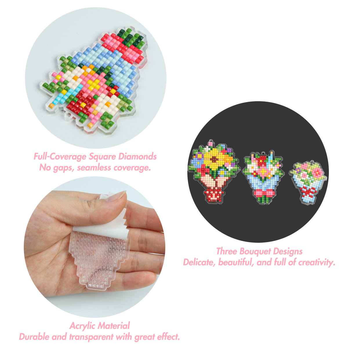 FOREVER YOUNG 3PCS Bouquet Acr - Resin Art A Keychain recension och pris