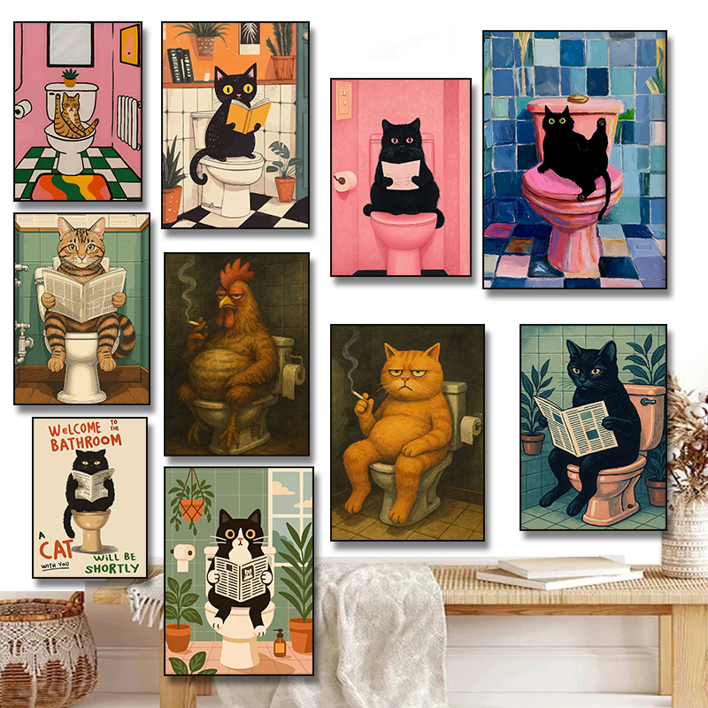 Funny Black Cat Reading on Toi - Resin Art On Wall recension och pris